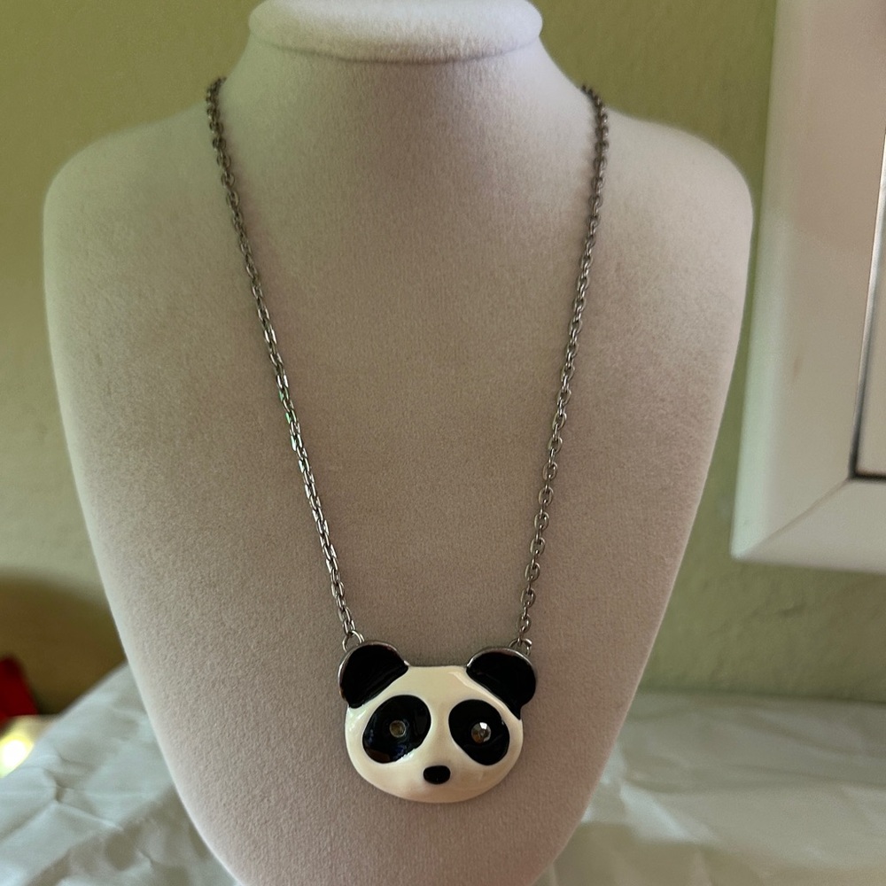 Panda Pendant Necklace in Black and White